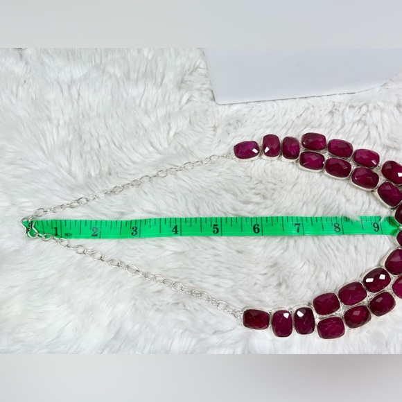 Stunning Faceted Ruby 925 Large Necklace & Bracelet Set - Picture 3 of 8